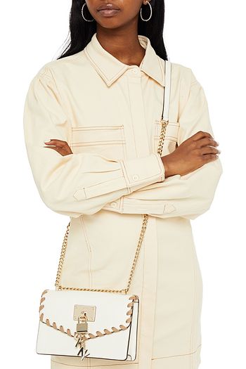 DKNY Whipstitched pebbled-leather shoulder bag
