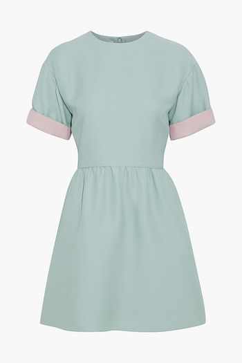 VALENTINO Two-tone wool and silk-blend crepe mini dress