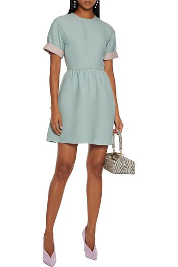 VALENTINO Two-tone wool and silk-blend crepe mini dress