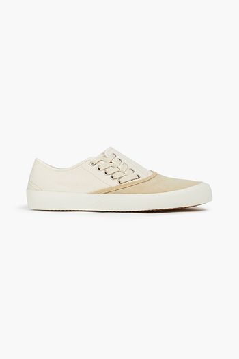 MAISON MARGIELA Zweifarbige Sneakers aus Veloursleder und Canvas