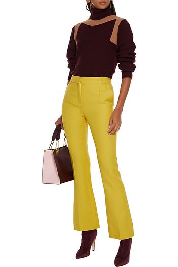 VALENTINO Wool and silk-blend crepe bootcut pants