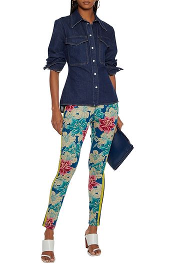 ETRO Monogram-trimmed floral-print stretch-jersey leggings