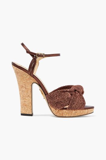 CHARLOTTE OLYMPIA Farrah knotted textured-lamé platform sandals