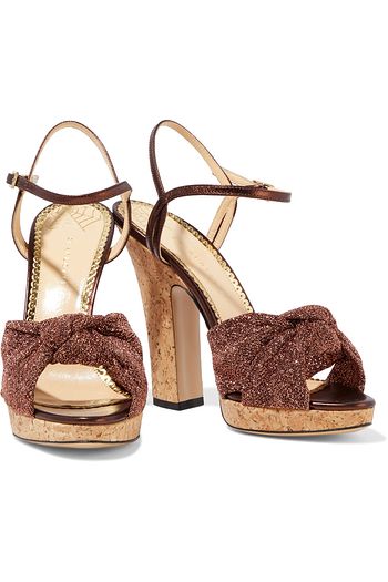 CHARLOTTE OLYMPIA Farrah knotted textured-lamé platform sandals