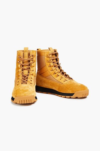RAG & BONE Mesh-paneled suede combat boots