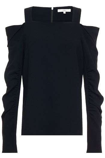 TIBI Cold-shoulder ruched crepe top