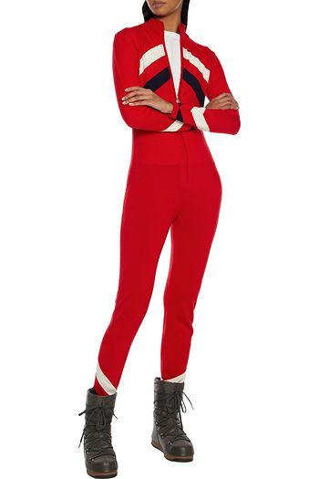 PERFECT MOMENT Chevron intarsia merino wool jumpsuit