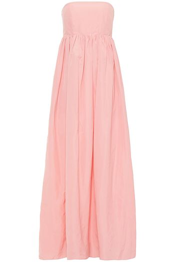 TIBI Strapless cutout gathered shell maxi dress