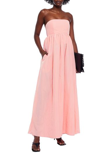 TIBI Strapless cutout gathered shell maxi dress