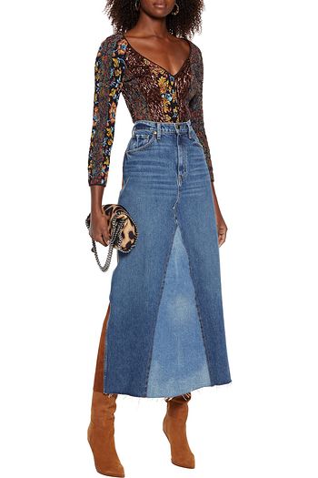 ETRO Quilted lamé-paneled floral-print silk crepe de chine top