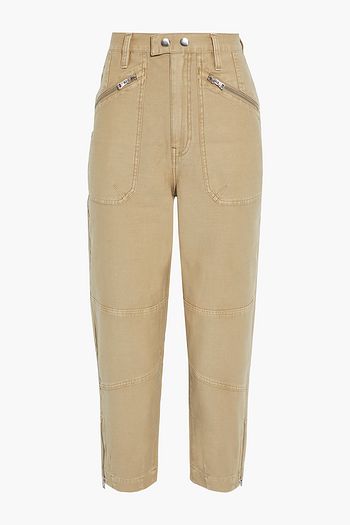 FRAME Cropped zip-detailed cotton-canvas tapered pants