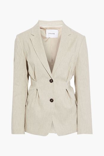 FRAME Madison pleated slub linen-blend blazer