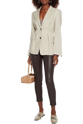 FRAME Madison pleated slub linen-blend blazer