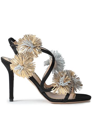 CHARLOTTE OLYMPIA Metallic suede-trimmed satin sandals