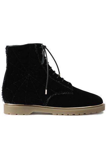 CHARLOTTE OLYMPIA Quilted velvet combat boots