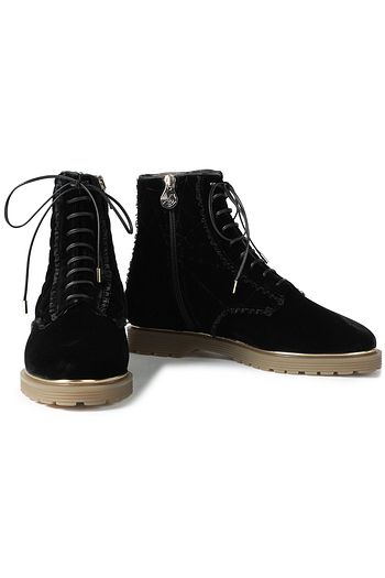 CHARLOTTE OLYMPIA Quilted velvet combat boots