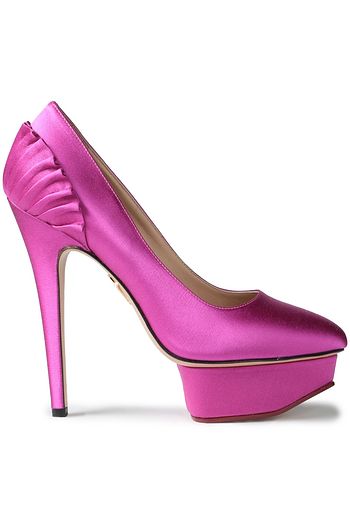 CHARLOTTE OLYMPIA Pleated satin platform pumps