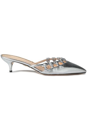 CHARLOTTE OLYMPIA Cutout knotted lamé mules