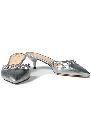 CHARLOTTE OLYMPIA Cutout knotted lamé mules