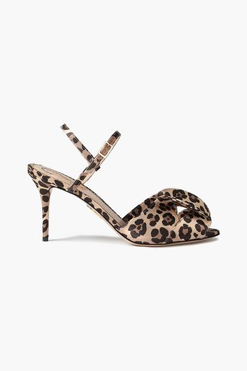 CHARLOTTE OLYMPIA Bow-embellished leopard-print satin sandals