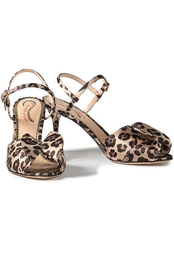 CHARLOTTE OLYMPIA Bow-embellished leopard-print satin sandals