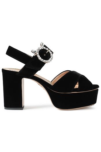 CHARLOTTE OLYMPIA Aristocat embellished silk-velvet platform sandals