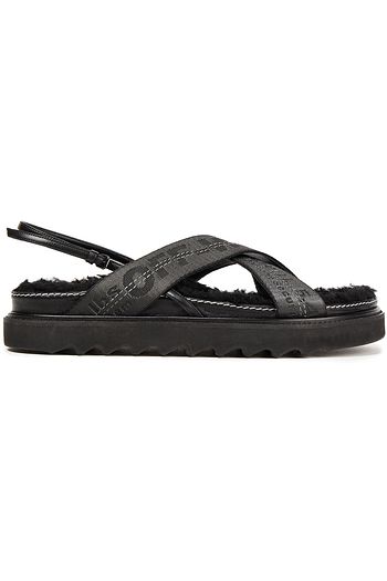 OFF-WHITE™ Leather-trimmed logo-jacquard sandals
