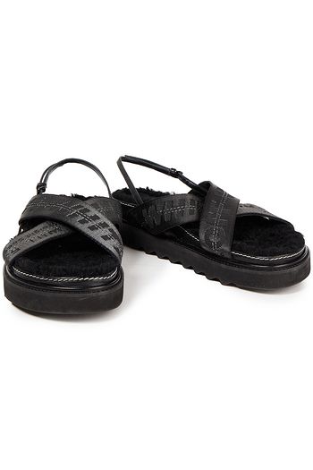 OFF-WHITE™ Leather-trimmed logo-jacquard sandals
