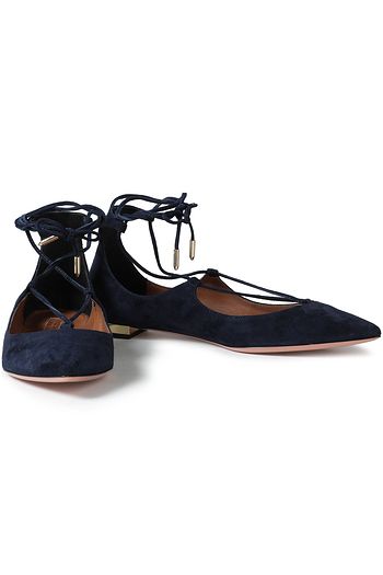 AQUAZZURA Christy suede point-toe flats
