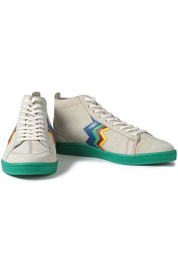 M MISSONI Leather-trimmed suede sneakers