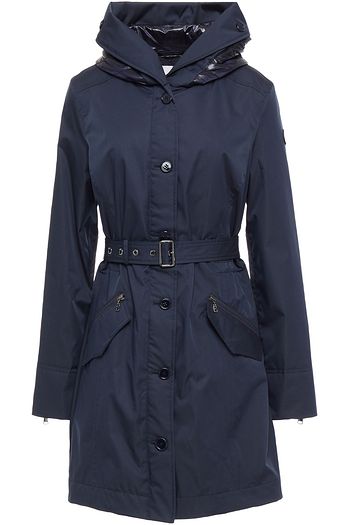 BOGNER Marcy belted gabardine hooded raincoat