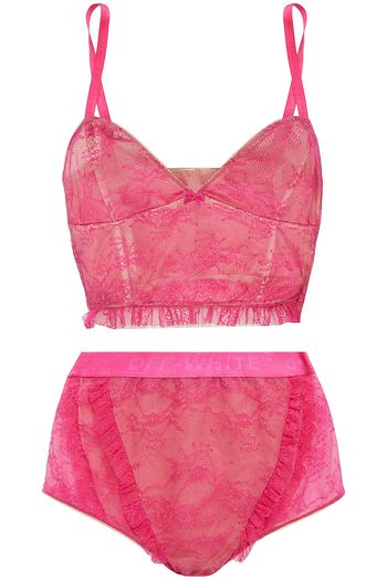 OFF-WHITE™ Ruffled stretch-lace bralette and high-rise briefs set