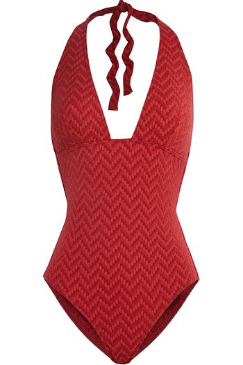 ERES Gabardine stretch-seersucker halterneck swimsuit