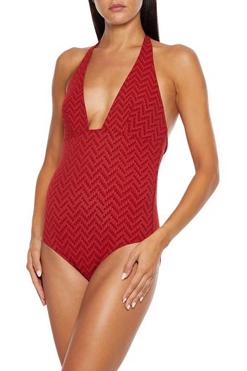 ERES Gabardine stretch-seersucker halterneck swimsuit