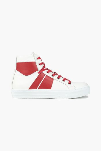 AMIRI Two-tone textured-leather high-top sneakers