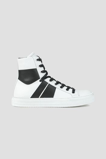 AMIRI Two-tone pebbled-leather high-top sneakers