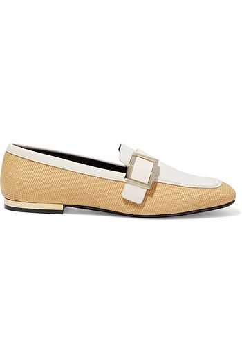 ROGER VIVIER Leather-trimmed raffia loafers
