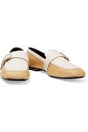 ROGER VIVIER Leather-trimmed raffia loafers