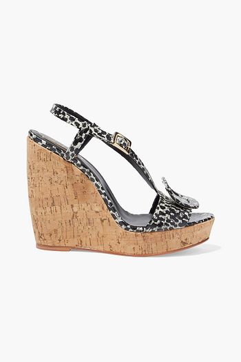 ROGER VIVIER Chips buckle-embellished snake-effect leather wedge sandals