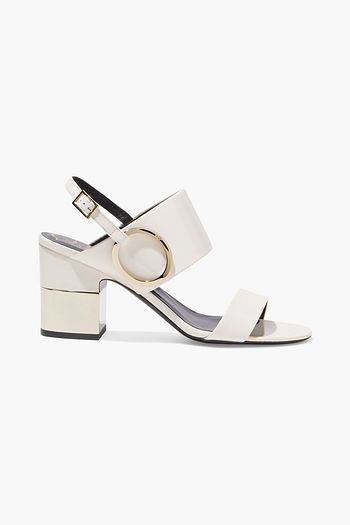 ROGER VIVIER Buckle-embellished patent-leather slingback sandals