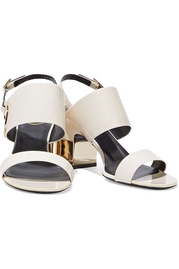 ROGER VIVIER Buckle-embellished patent-leather slingback sandals