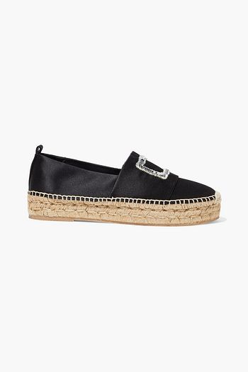 ROGER VIVIER Bead-embellished satin platform espadrilles