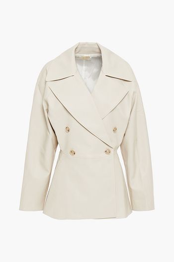 SARA BATTAGLIA Double-breasted faux leather jacket