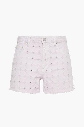 ISABEL MARANT ÉTOILE Embroidered frayed denim shorts