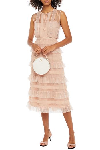 REDVALENTINO Ruffled plissé-trimmed point d'esprit top