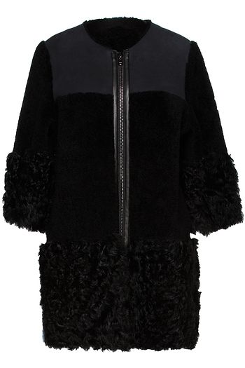 REDVALENTINO Leather-trimmed shearling coat
