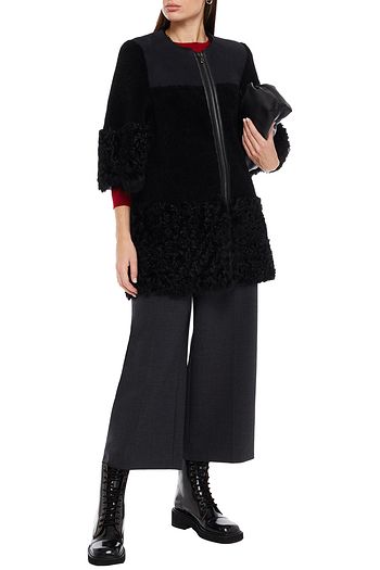 REDVALENTINO Leather-trimmed shearling coat