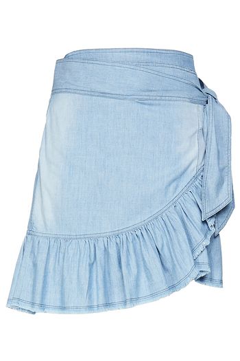 ISABEL MARANT ÉTOILE Wrap-effect cotton-blend chambray mini skirt