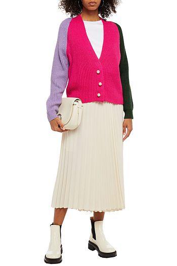 OLIVIA RUBIN Color-block ribbed-knit cardigan