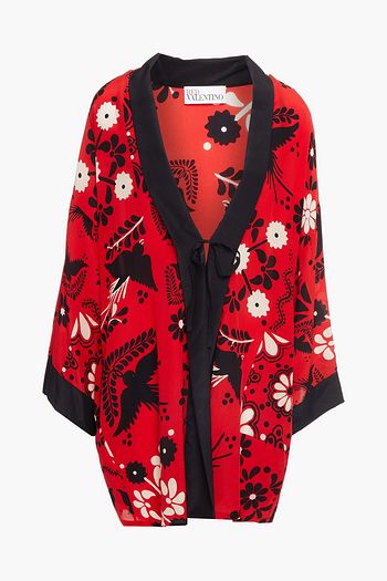 REDVALENTINO Printed silk crepe de chine kimono